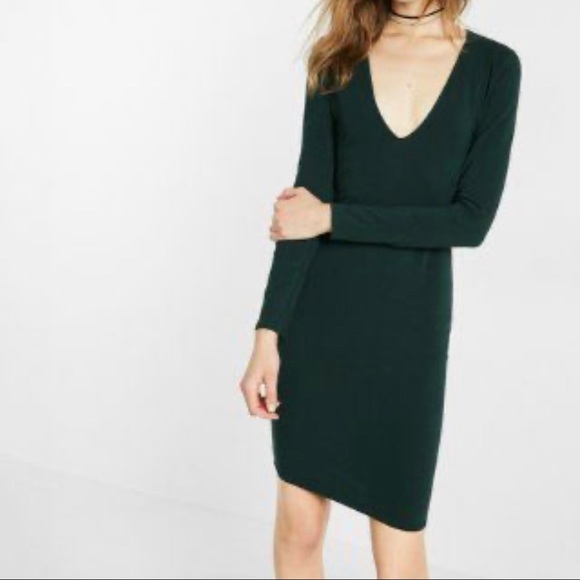 Express Dresses & Skirts - Burgundy Express deep v long sleeve dress L